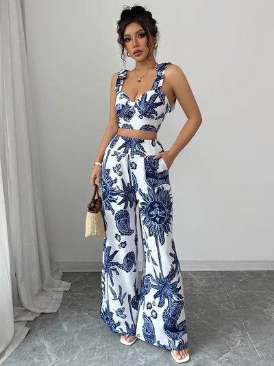 Digital Print Pants Two-Piece Set