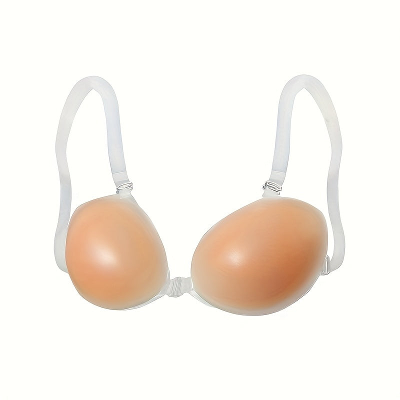2 Pairs of Elegant Seamless Strapless Silicone Bras - Self-Adhesive with Transparent Straps, Women’s Push-Up Tank Top Style, Smooth & Invisible Lift for Sleeveless Outfits, Discreet Undergarment | Elegant Strapless Bra | Selfadhesive Cups