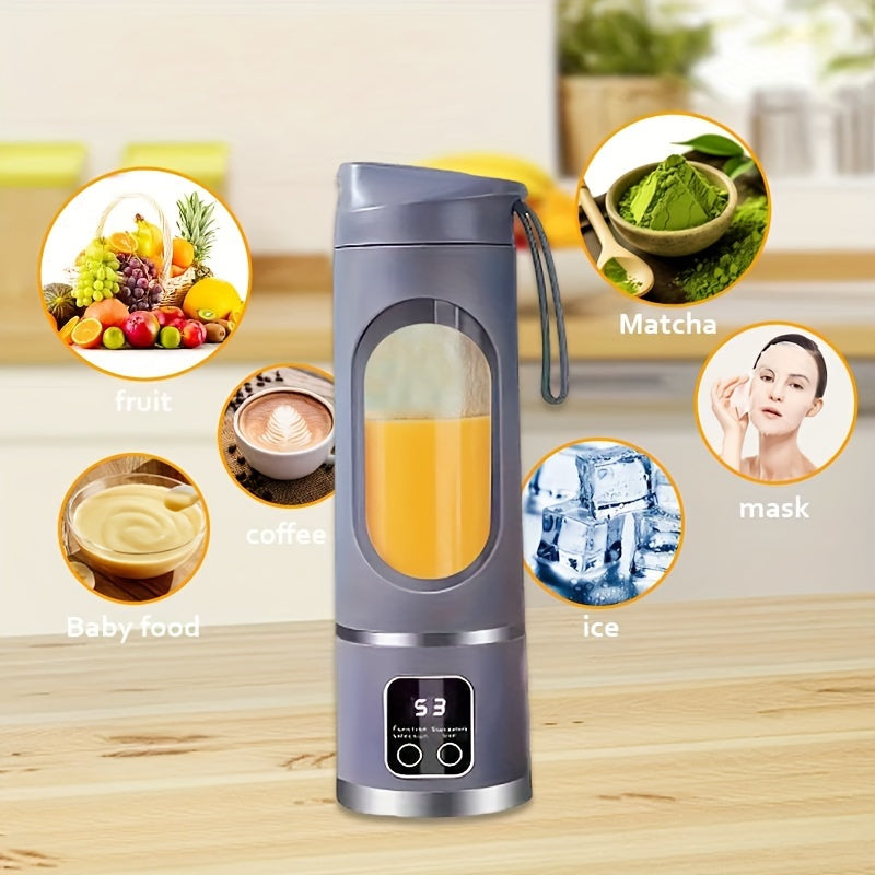 Mini Juice Blender, Portable Electric Usb Rechargeable Travel Blender, Three Modes, Digital Display, 12 Blades, Easy To Clean