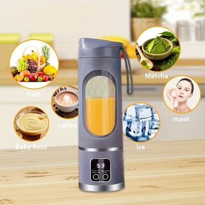 Mini Juice Blender, Portable Electric Usb Rechargeable Travel Blender, Three Modes, Digital Display, 12 Blades, Easy To Clean