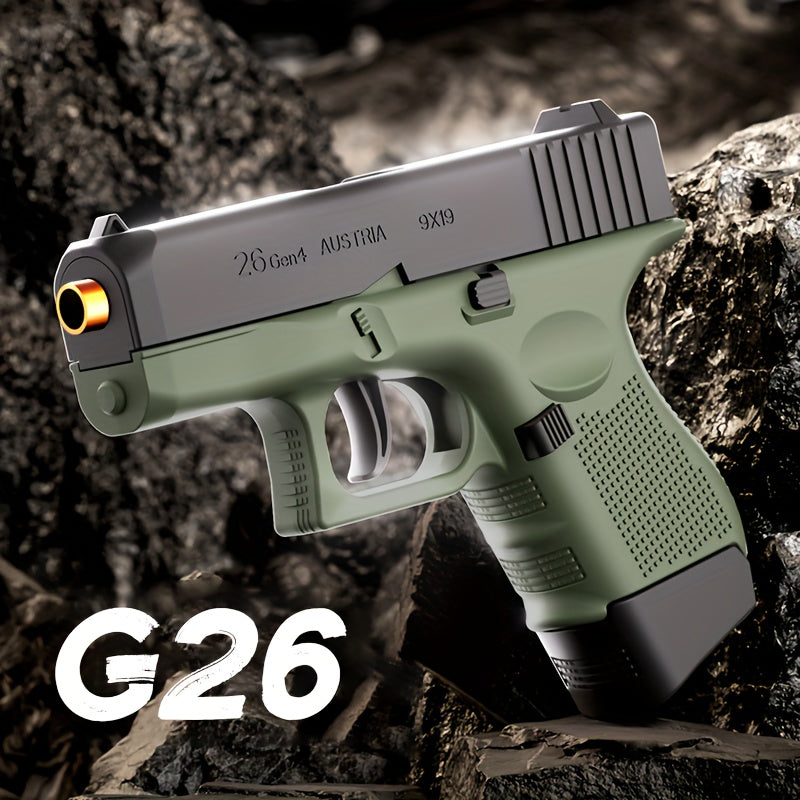 G26 New Toy Gun Soft Bullet Gun Pistol [Upgraded Version Of The Continuous Hair] Empty Hanging, Continuous Hair For A Single Shell Throwing, Toy Foam Shockwave, Outdoor Sports Shooting Games
