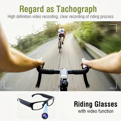 Video Glasses, Portable Camera Glasses, 1080P Sports Camera, Outdoor Cyclingmini Camera Glasses, with 64GB Storage Card