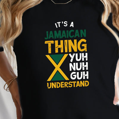 Jamaican flag with text Cotton women's T-shirt with comfortable fit
