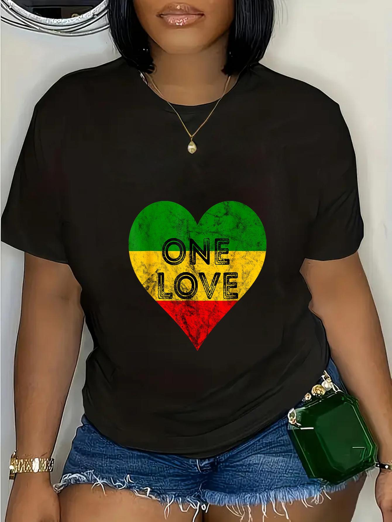 Reggae Heart One Love Rasta Reggae Music Rastafarian Jamaica T-Shirt 100% Cotton TShirt