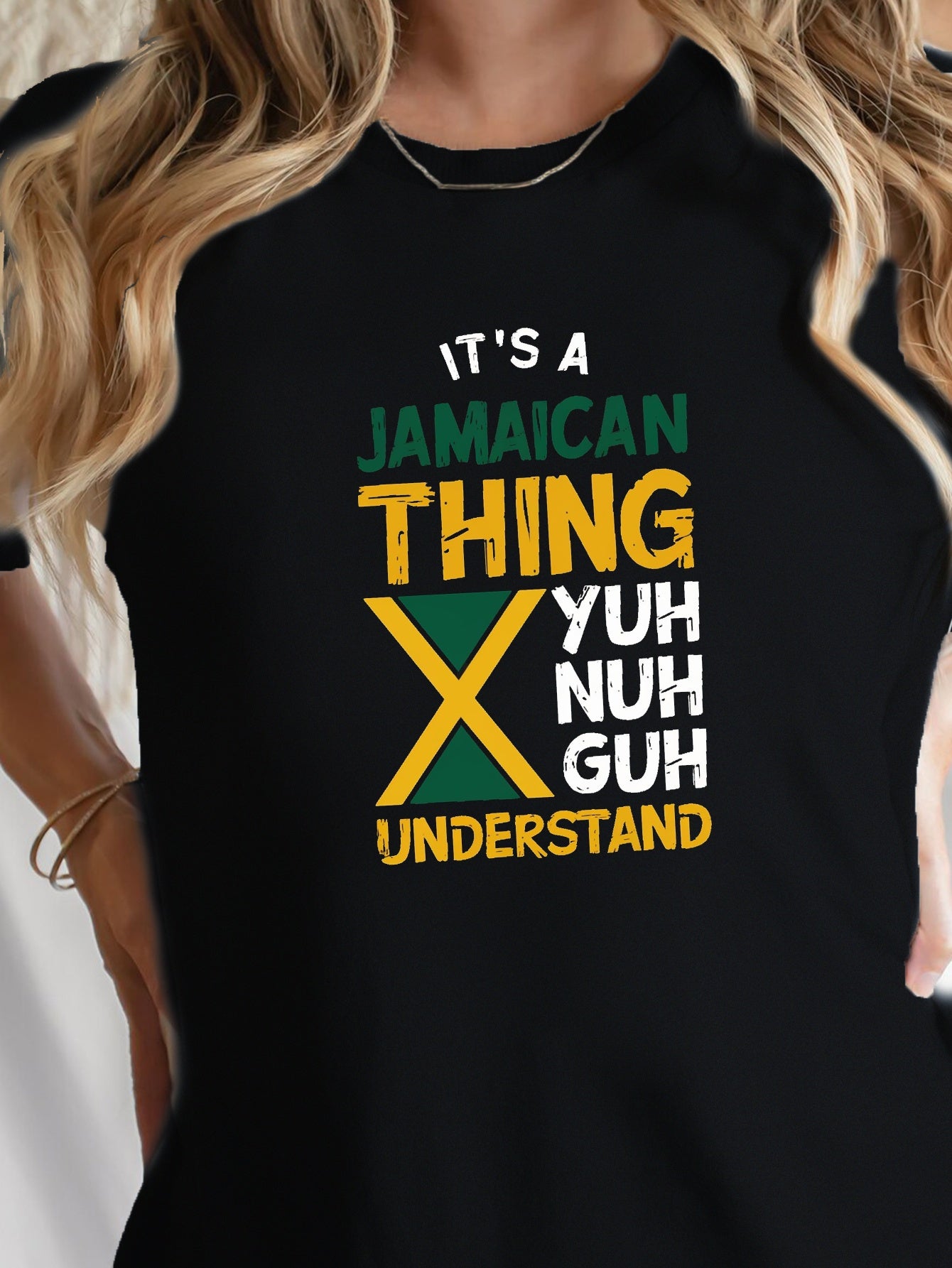 Jamaican flag with text Cotton women's T-shirt with comfortable fit