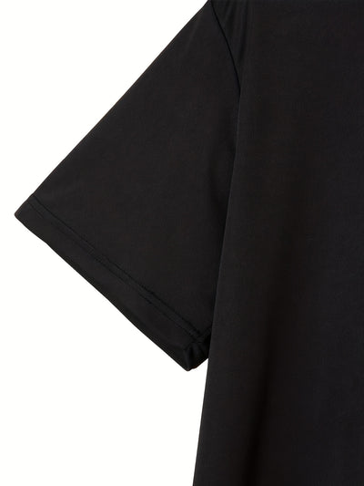 Men's short-sleeved T-shirt, love letter print, comfortable and casual, elastic neckline, suitable for men outdoor wear