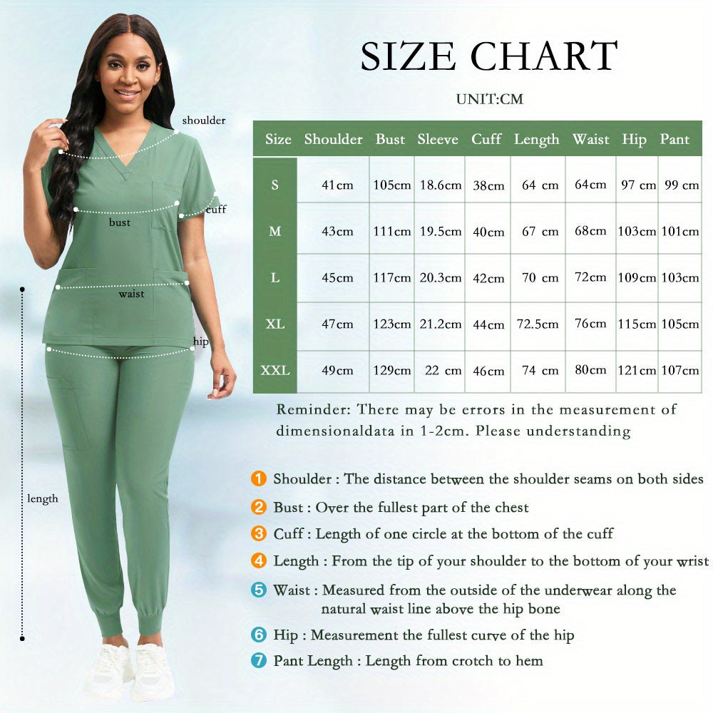 Women's Professional Scrub Set for Beauty, SPA, Veterinary & Dental Clinics - High-Quality Polyester with Pockets