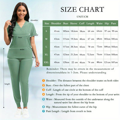 Women's Professional Scrub Set for Beauty, SPA, Veterinary & Dental Clinics - High-Quality Polyester with Pockets
