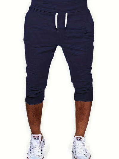 Men's Casual Basics Shorts, Chic All Match Capri Pants For Summer Fitness Running