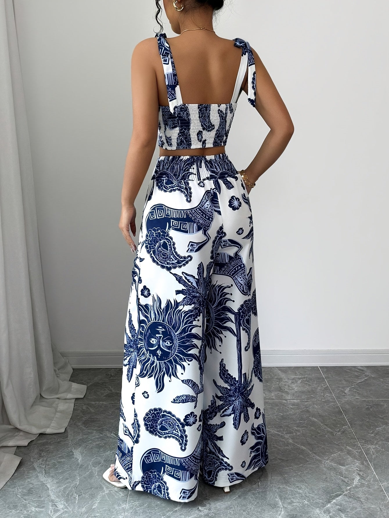 Digital Print Pants Two-Piece Set