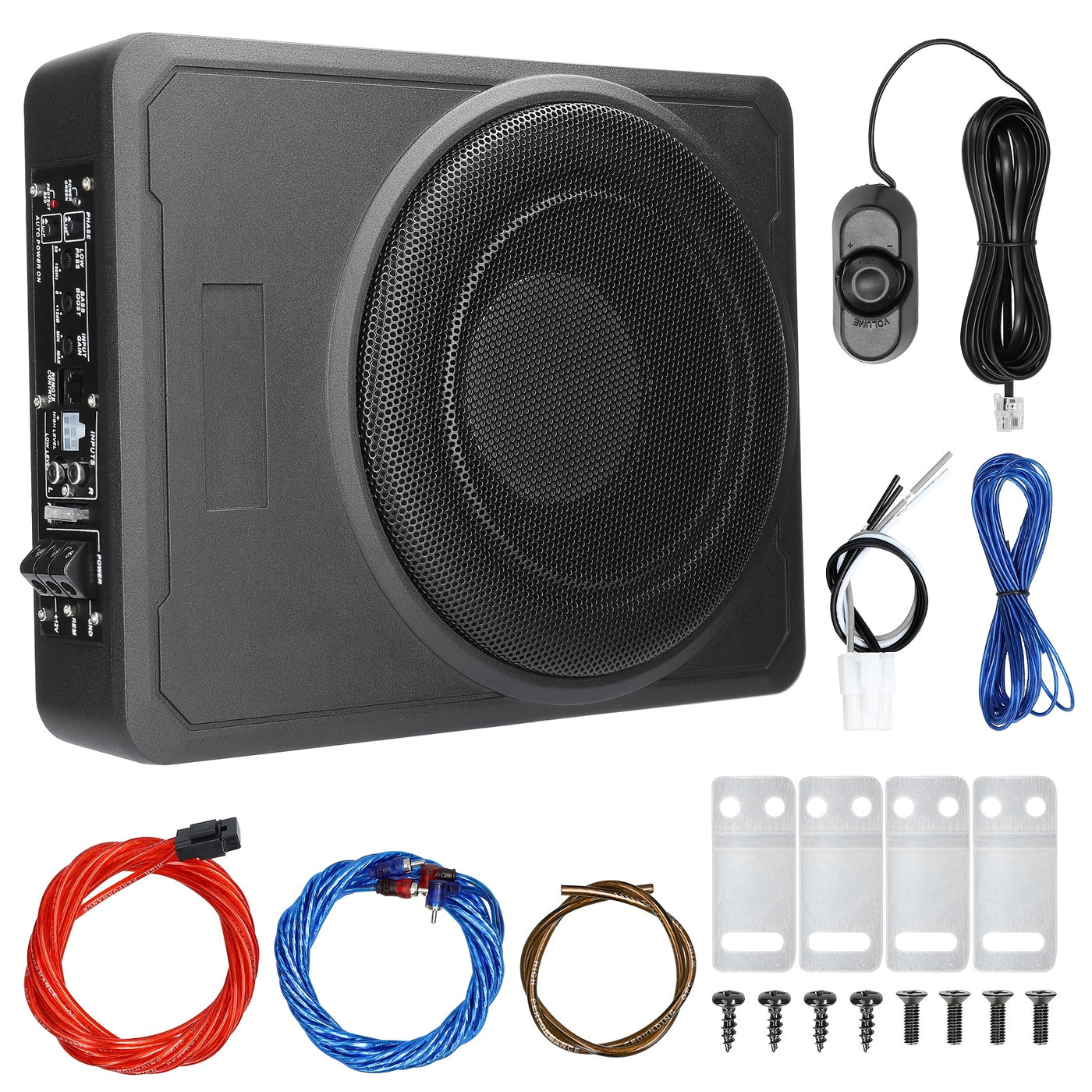 10 Inch 600W Car Subwoofer High Power Pure Bass Under-Seat Power Amplifiers Speaker 12 V For Car Truck RV, Without Battery