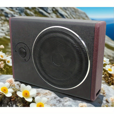 10 Inch 600 Car Audio Slim Under-Seat Subwoofer High Power Car Active Sub Bass Speaker Kit with Treble Function Built-in Power Amplifier for Car Truck SUV RV, Without Battery