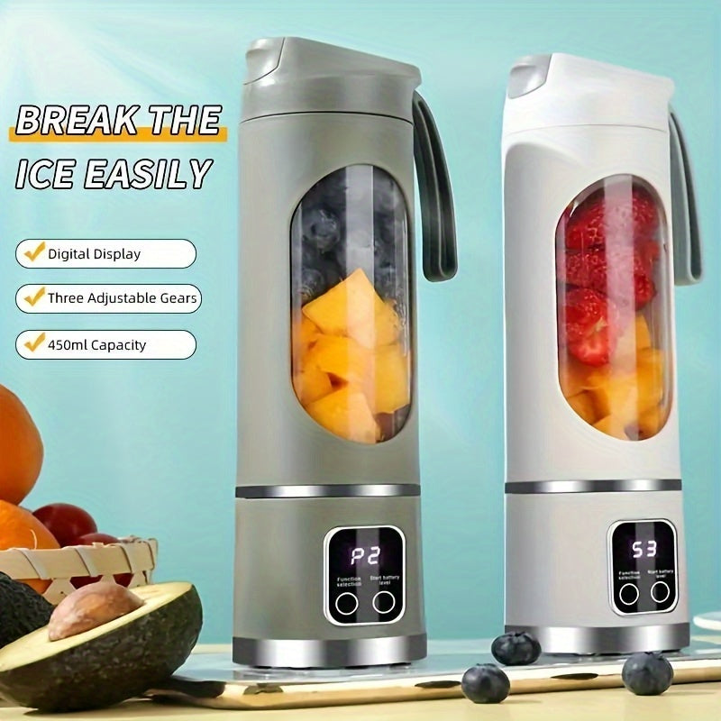 Mini Juice Blender, Portable Electric Usb Rechargeable Travel Blender, Three Modes, Digital Display, 12 Blades, Easy To Clean