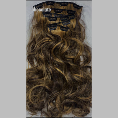 Heat Resistant 22 Inch Body Wave Clip-In Hair Extensions - 6 Pack of Double Weft Synthetic Hair for Women Hair Clips Hair Accessories Halloween Christmas