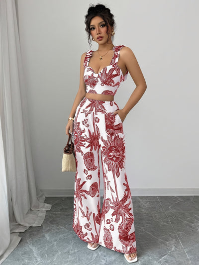 Digital Print Pants Two-Piece Set