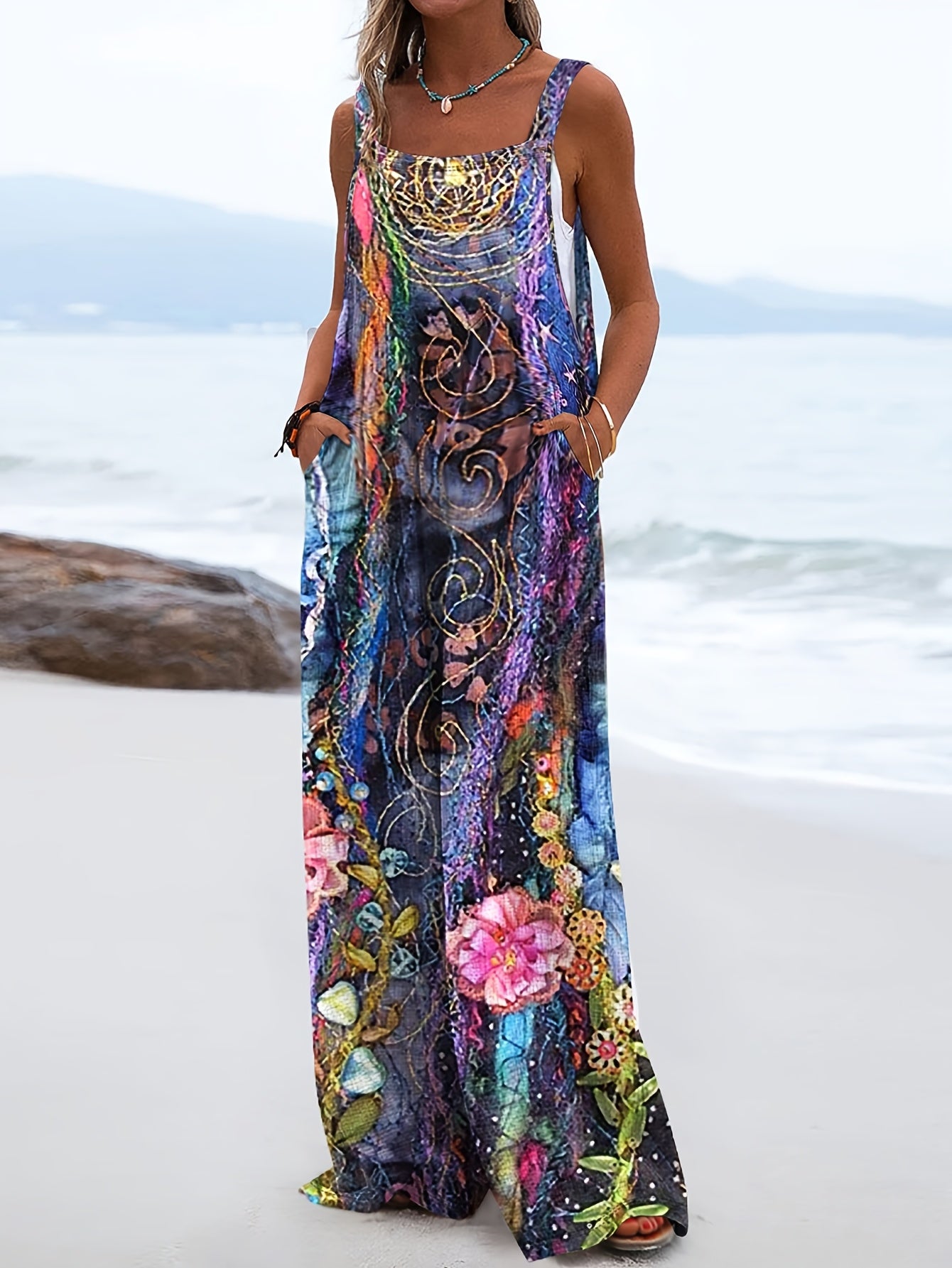 Spring And Summer New Fashion Versatile Ethnic Style Colorful Printed Dress Pants