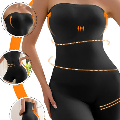 Strapless Shapewear Bodysuit For Women Tummy Control Full Body Shaper Bodysuit Under Dresses Seamless