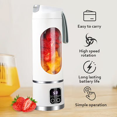 Mini Juice Blender, Portable Electric Usb Rechargeable Travel Blender, Three Modes, Digital Display, 12 Blades, Easy To Clean