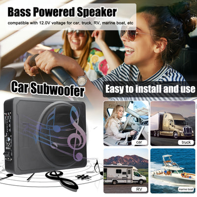 10 Inch 600W Car Subwoofer High Power Pure Bass Under-Seat Power Amplifiers Speaker 12 V For Car Truck RV, Without Battery