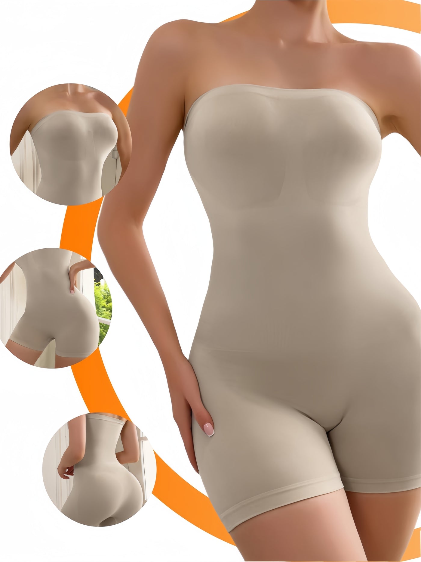 Strapless Shapewear Bodysuit For Women Tummy Control Full Body Shaper Bodysuit Under Dresses Seamless