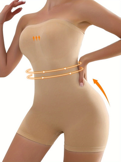 Strapless Shapewear Bodysuit For Women Tummy Control Full Body Shaper Bodysuit Under Dresses Seamless