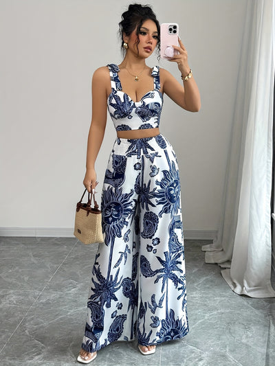 Digital Print Pants Two-Piece Set