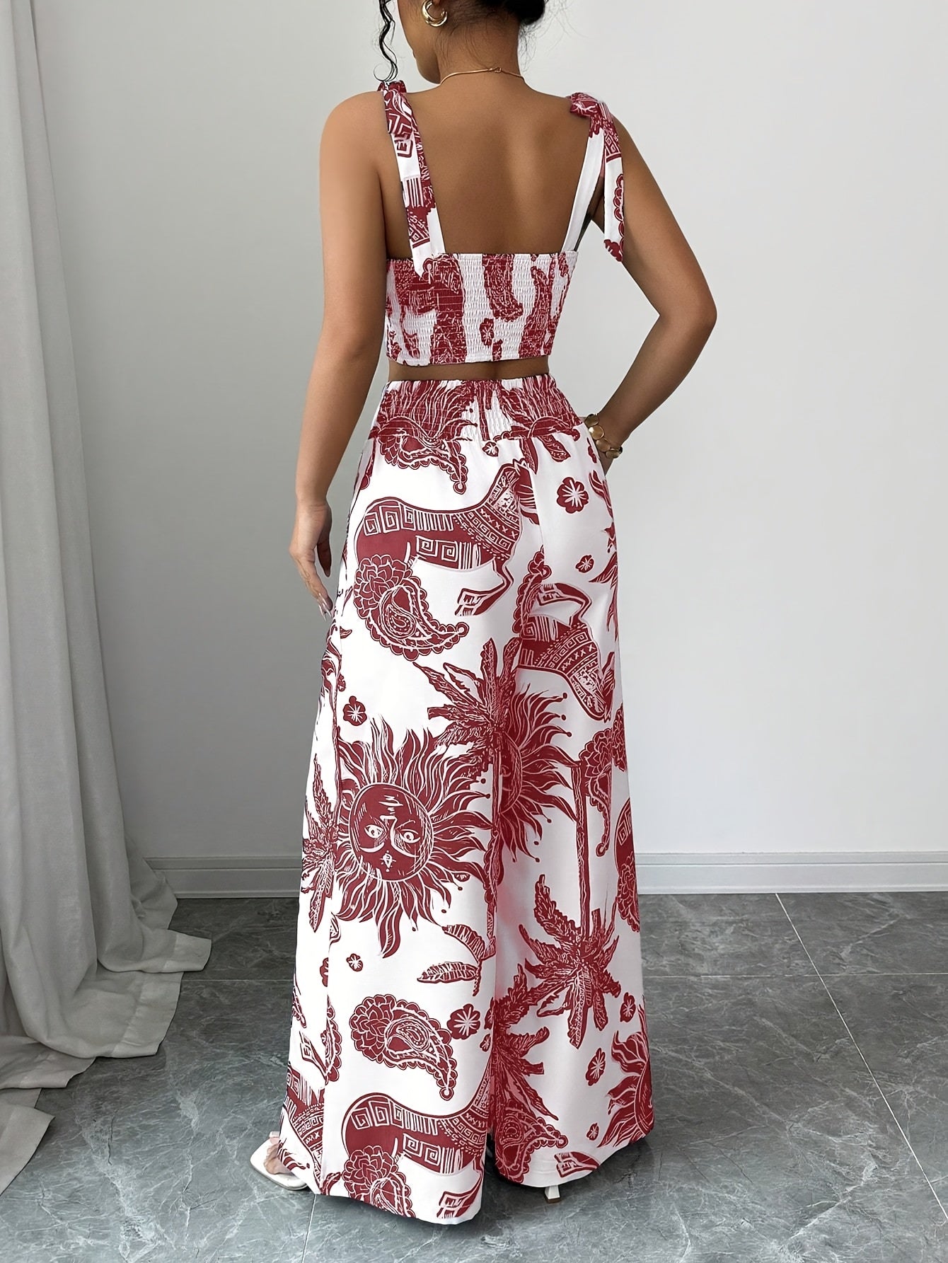 Digital Print Pants Two-Piece Set
