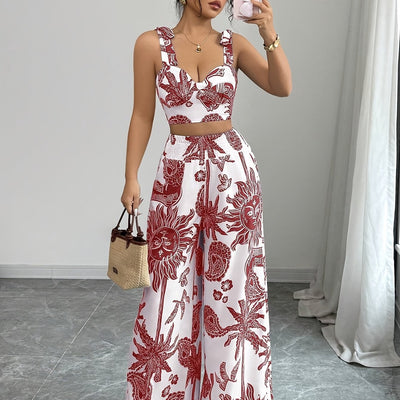 Digital Print Pants Two-Piece Set