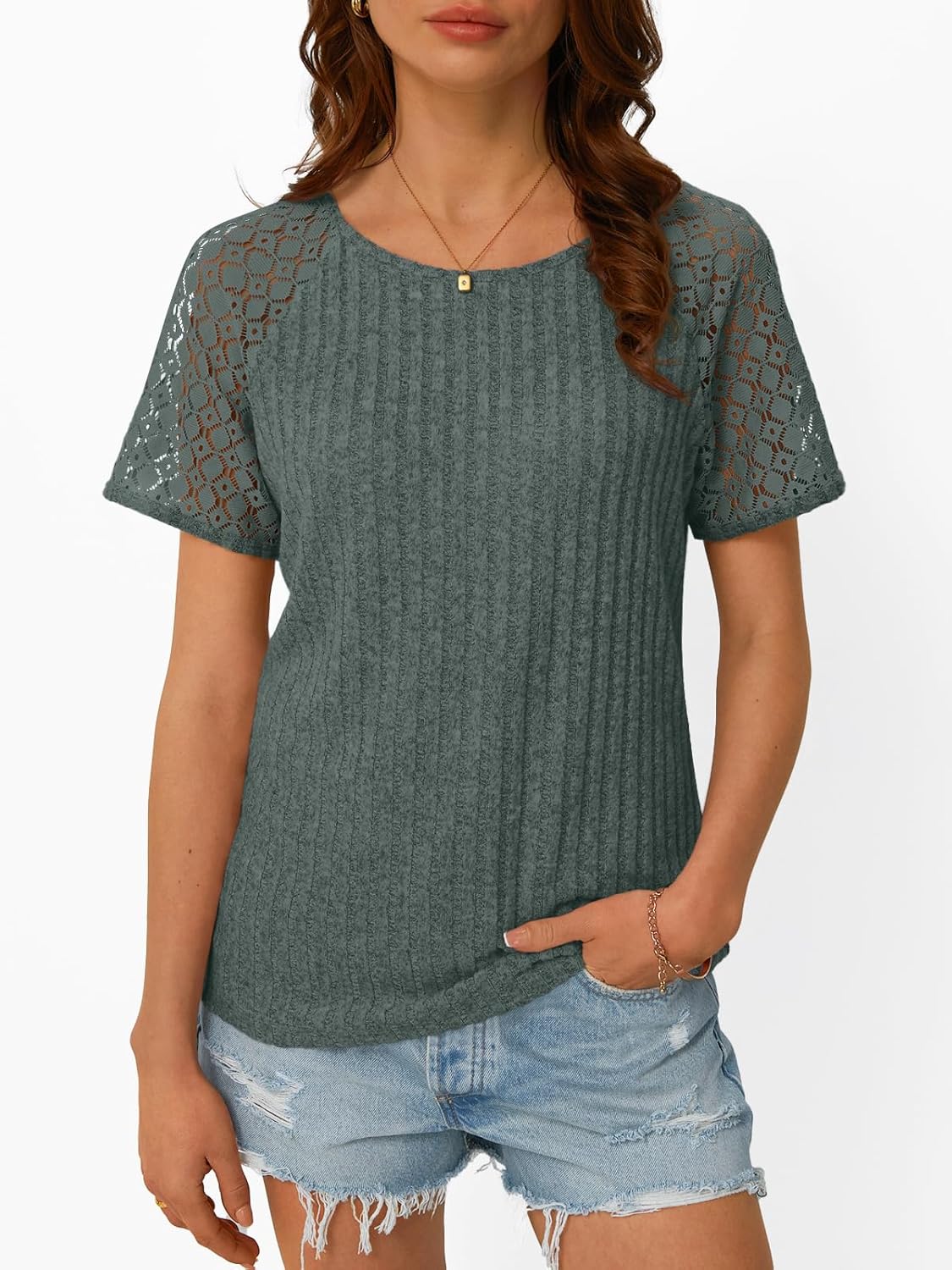 AUTOMET Womens Short Sleeve Sweater Crewneck Business Tops Dressy Casual Shirts Trendy Tunic Summer Clothes 2025