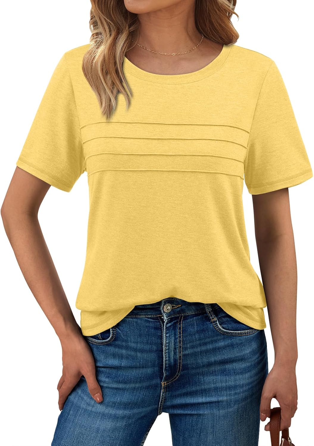 AUTOMET Women's Summer Short Sleeve Shirts Trendy T-Shirts Dressy Casual Blouses 2025 Crew Neck Tunic Beach Fashion Tops
