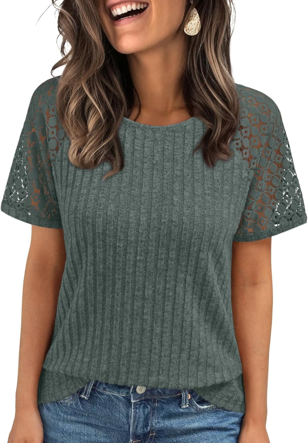 AUTOMET Womens Short Sleeve Sweater Crewneck Business Tops Dressy Casual Shirts Trendy Tunic Summer Clothes 2025