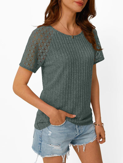 AUTOMET Womens Short Sleeve Sweater Crewneck Business Tops Dressy Casual Shirts Trendy Tunic Summer Clothes 2025