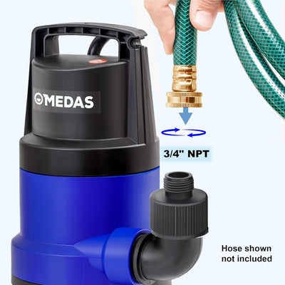 MEDAS 1HP Submersible Sump Pump, 3434 GPH High Flow Utility Pump for Clean/Dirty Water with 16.4ft Cord, Portable Water Pump for Pool, Garden, Basement, Pond, Flooded Areas and Tub Draining