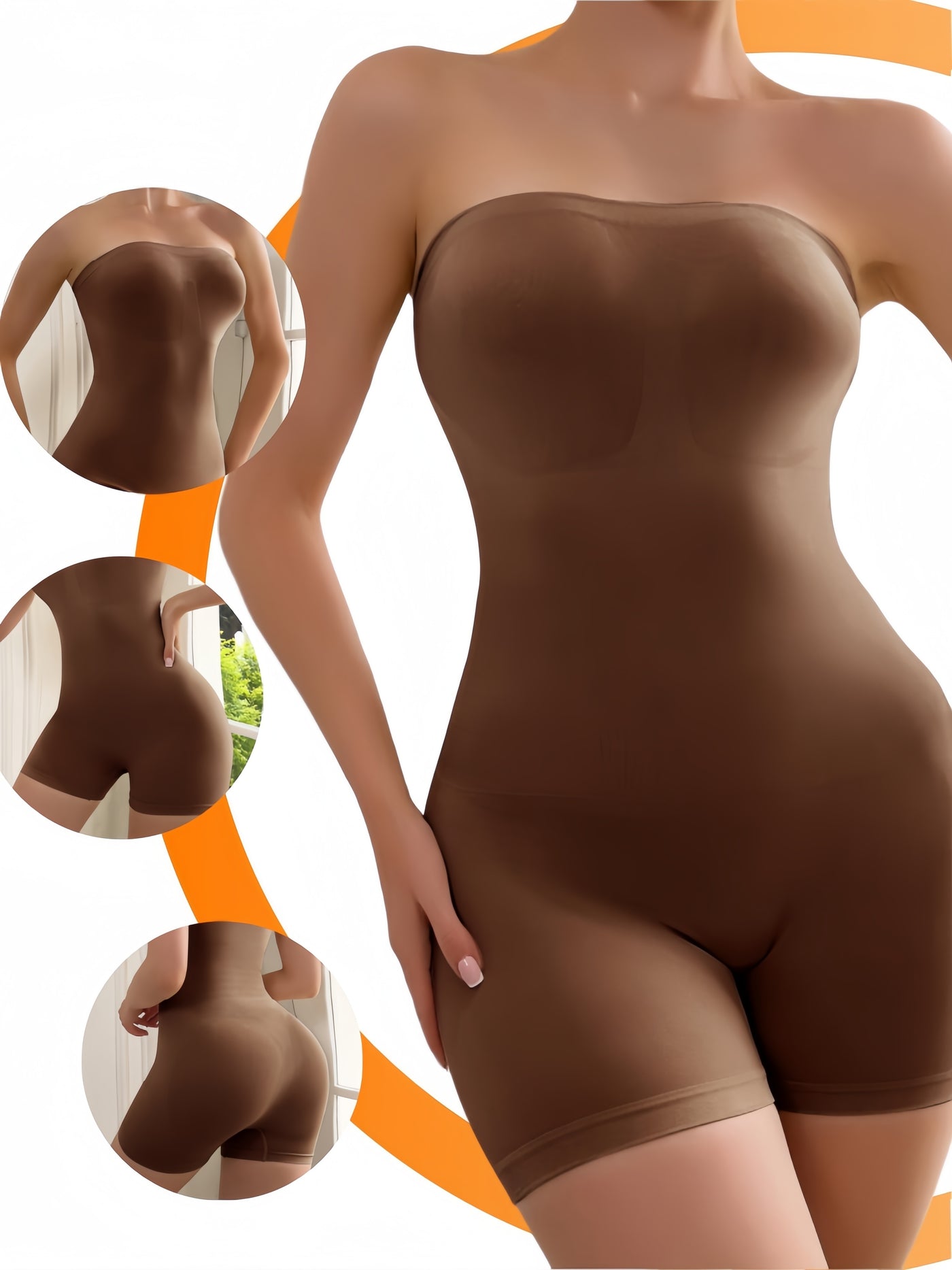 Strapless Shapewear Bodysuit For Women Tummy Control Full Body Shaper Bodysuit Under Dresses Seamless