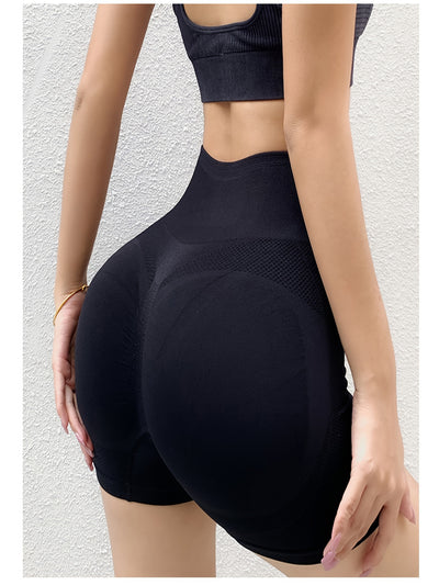 [Breathable Seamless Knit Shorts] Sculpting Silhouette, Women's 4pcs High-Waist Athletic Shorts - Breathable, Seamless Knit for Yoga & Gym Workouts, Comfort Fit, All-Season Wear