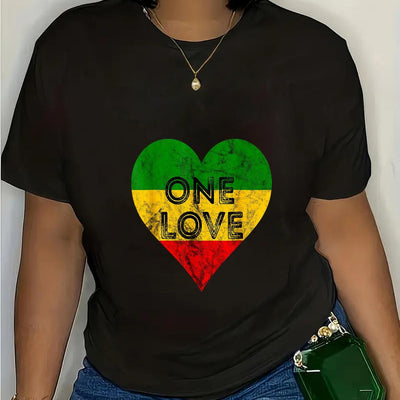 Reggae Heart One Love Rasta Reggae Music Rastafarian Jamaica T-Shirt 100% Cotton TShirt