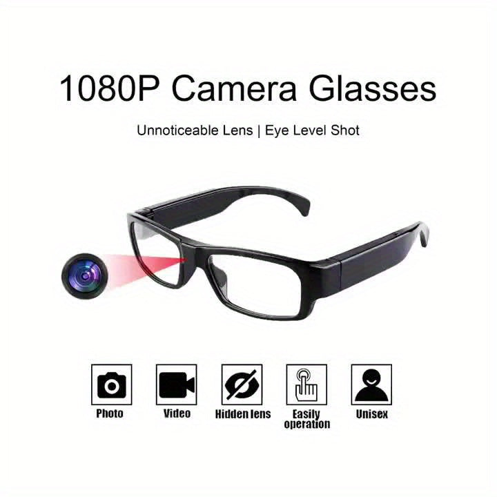 Video Glasses, Portable Camera Glasses, 1080P Sports Camera, Outdoor Cyclingmini Camera Glasses, with 64GB Storage Card