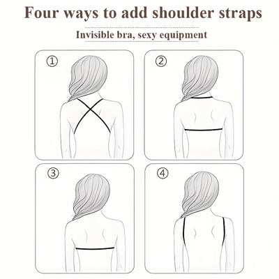 2 Pairs of Elegant Seamless Strapless Silicone Bras - Self-Adhesive with Transparent Straps, Women’s Push-Up Tank Top Style, Smooth & Invisible Lift for Sleeveless Outfits, Discreet Undergarment | Elegant Strapless Bra | Selfadhesive Cups