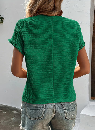 Womens Summer Tops Crewneck Short Sleeve T Shirts Casual Textured Work Shirt Loose Blouses