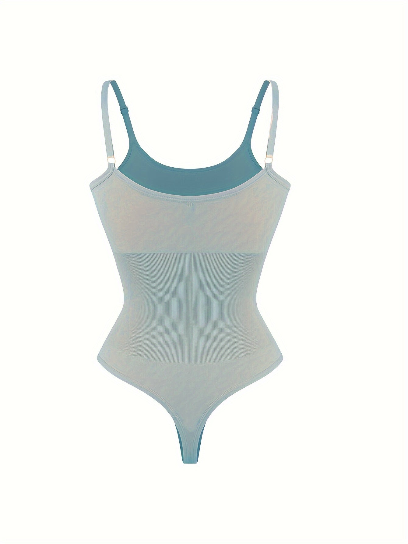 Plus Size Women's Adjustable Strap Bodysuit, One-piece Thong Bodysuit, Seamless Solid Color Bodysuit, Women's Underwear And Shapewear