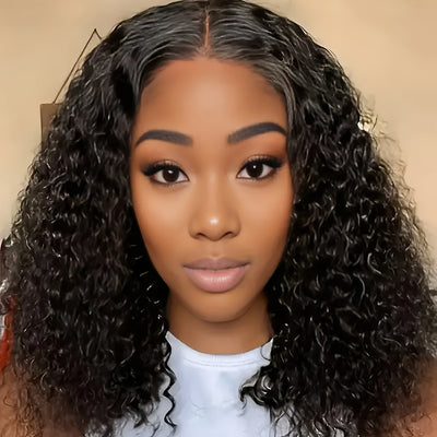 Lace Front Hair Wig Curly Wig Deep Wave Short Bob Wigs Lace Front Hair Wigs For Women Deep Curly Pre Plucked Hair Brazilian Virgin For Daily Decorative Wig Cosplay Prop Black