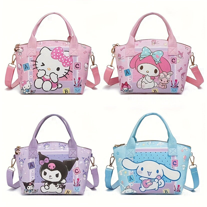 [Customer Favorite] Sanrio Hello Kitty & Friends Crossbody Tote - Cute Cartoon Design, Faux Leather, Perfect for Daily Commute, Christmas, Halloween, Birthday Gifts