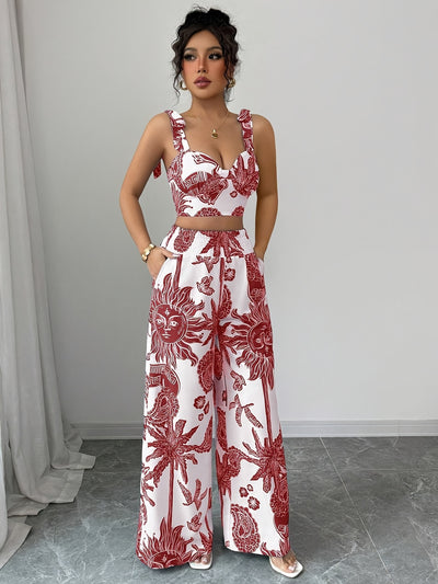 Digital Print Pants Two-Piece Set
