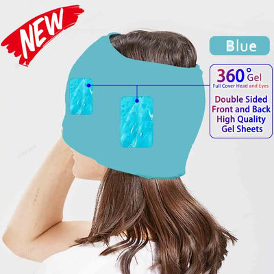 Head Massager Cap Gel Hot Cold Therapy Headache Migraine Relief Cap Stress Pressure Pain Relief Massage Hat Cold Hat Eye Mask