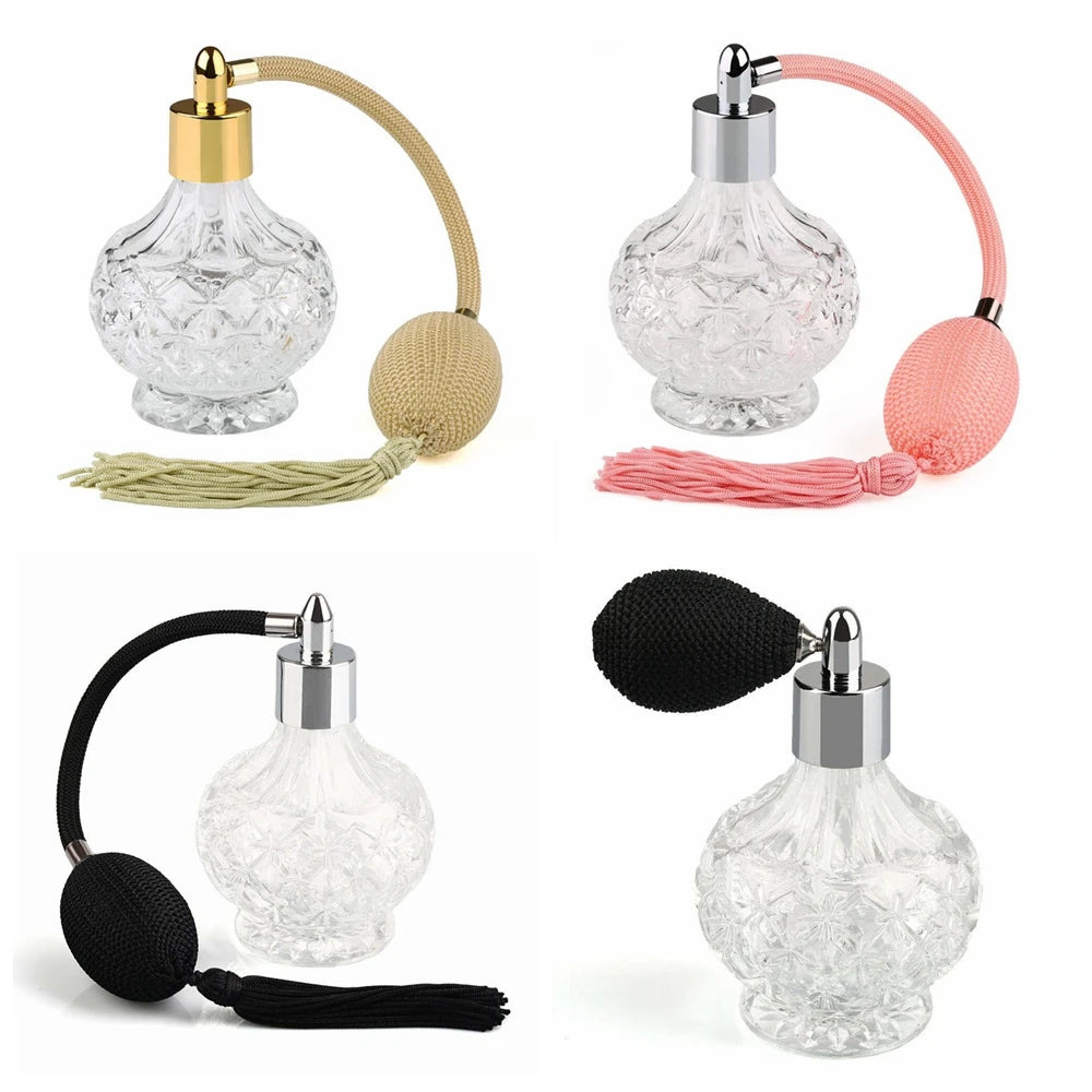 80ml Vintage Crystal Perfume Refill Bottle Yellow/Pink/Purple/Black Long / Short Spray Atomizer Refillable Parfume Bottles 18mm