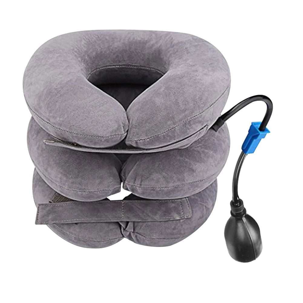 Neck Stretcher Inflatable 3 Tubes Air Neck Traction Apparatus Device Neck Cervical Collar Pillow Pain Stress Pain Relief Tractor