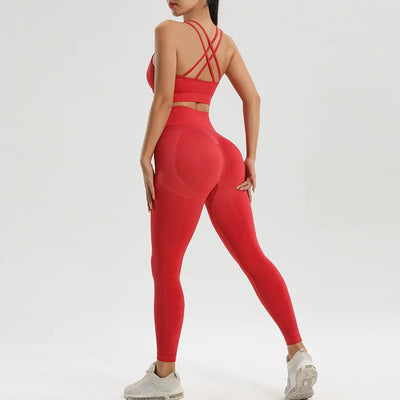 Sports Bra Shockproof Quick Dry Pants Set Breathable Fitness Suit Fitness Clothing NAQIYAYABEI 2pcs Seamless Yoga Suit