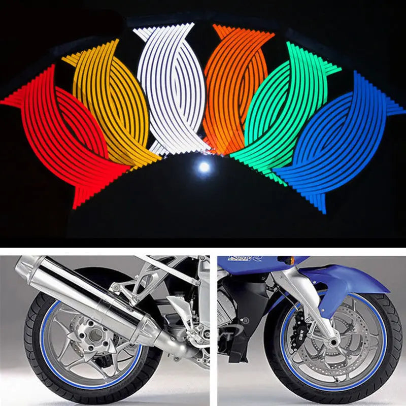 Motorcycle Strips Wheel Stickers Decals Reflective Rim Waterproof Protection Strips Motorcycle Decoration Accessories
