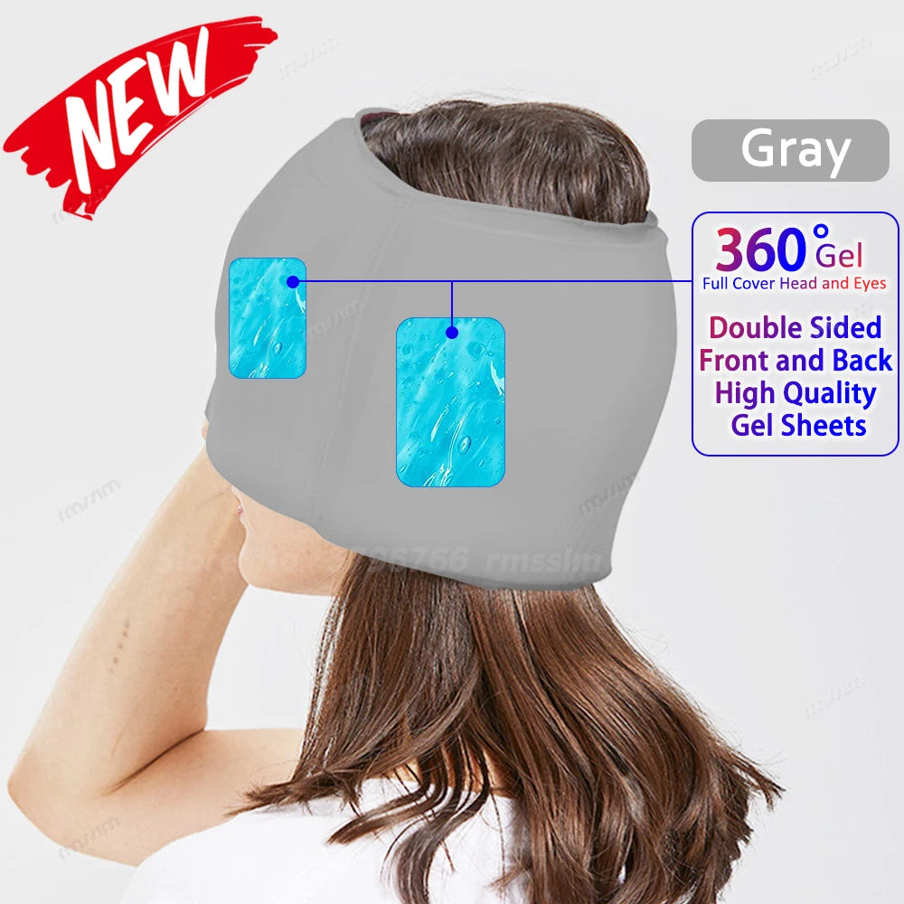 Head Massager Cap Gel Hot Cold Therapy Headache Migraine Relief Cap Stress Pressure Pain Relief Massage Hat Cold Hat Eye Mask