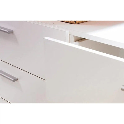 Modern Loft Wood Contemporary 8 Drawer Freestanding Double Storage Dresser, Metal Glides,White,Easy Assembly